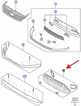 KRATKA ZDERZAK DOLNY PRZEDNI FORD MONDEO 07- 1703009 _ AMBS7J-16E174-AAUAAE