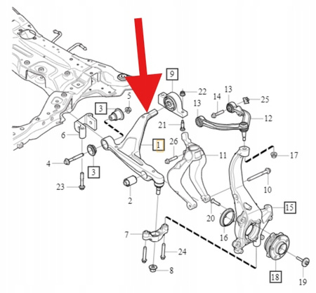 WAHACZ DOLNY LEWY PRZEDNI VOLVO XC90 XC60 2018- V90 V60 CC OE 32381882