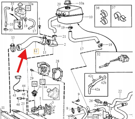 PRZEWÓD RURA WĄŻ CHŁODNICY BENZYNA VOLVO C70 S70 V70 1997- 850 OE 1335433