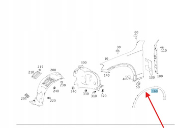 LEWA LISTWA OZDOBNA BŁOTNIKA PRZÓD MERCEDES GLC W253 OE A2538857506