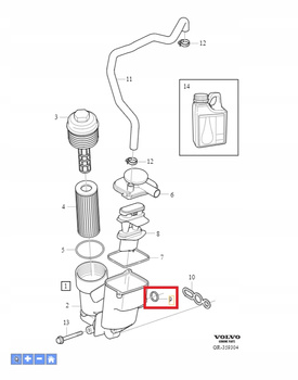 USZCZELKI PODSTAWY FILTRA OLEJU B5 D5 VOLVO XC60 S60 V60 2011- OE 8642828