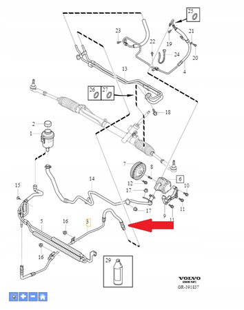 Przewód zwr układu kierowniczego Volvo OE 31202355