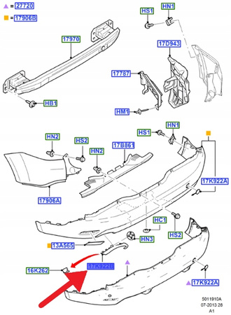 DOKŁADKA ZAŚLEPKA ZDERZKA TYŁ FORD S-MAX 2006- OE 1476685 _ 6M21-17E809-AE