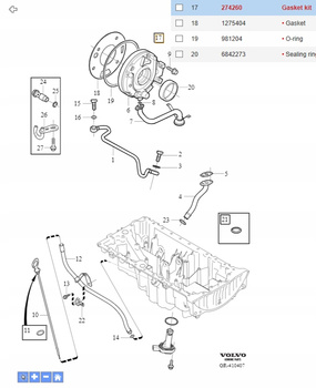 USZCZELKA POMPY OLEJU BENZYNA VOLVO S60 V60 2011- V40 V50 S40 OE 274260