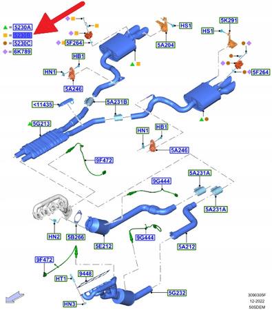 TŁUMIK PRAWY 5.0 V8 FORD MUSTANG 2021- OE 2681231 _ MR33-5230-GB