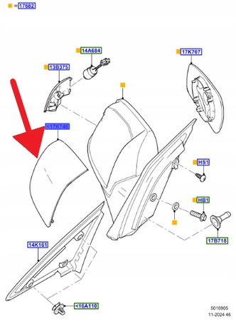 LEWA OBUDOWA LUSTERKA CHROM FORD FOCUS 2011- 1529485 _ AM8M5J-17E719-AA