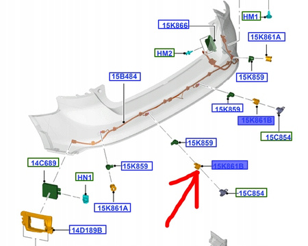 KOSZYK CZUJNIKA PARKOWANIA TYŁ FORD WIELE MODELI_1906080_AM5T-15K870-BBXUAA