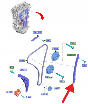 ŚLIZG PRAWY ŁAŃCUCHA ROZRZĄDU 1.5 EB FOCUS KUGA 20- 2303419 _ JX6G-6M256-BA