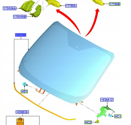 SZYBA PRZEDNIA FORD TRANIT COURIER 2021- OE 2570450 _ ET76-A03100-BJ