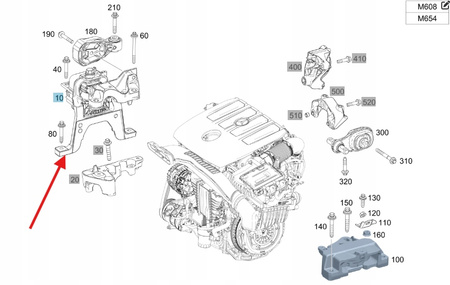 PRAWA PODUSZKA ŁAPA SILNIKA D M654 MERCEDES W118 W177 W247 OE A2472402000