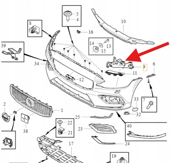 ŚLIZG WSPORNIK ZDERZAKA LEWY PRZÓD VOLVO S60 V60 2019- OE 31455652