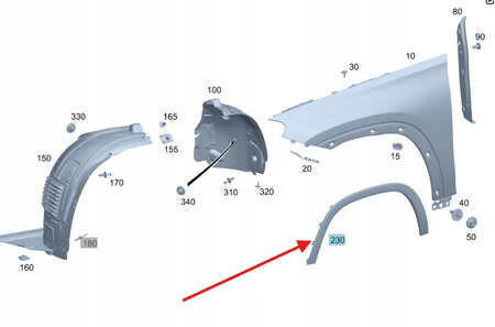 LISTWA OSŁONA NADKOLA LEWY PRZÓD MERCEDES GLE W167 OE A16788097045890