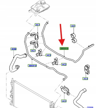 WĄŻ ZBIORNICZKA WODY 2.0 FORD FOCUS MK2 C-MAX 2003- 1490703 _ 3M5H-8C012-KL