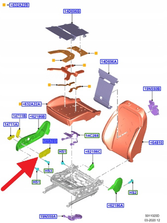 PRZEŁĄCZNIK FOTELA KIEROWCY FORD MONDEO 2014- OE 2010684 _ DG9T-14B709-BE35
