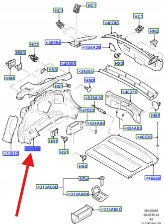 WYKOŃCZENIE BOKU BAGAŻNIKA LEWA MONDEO 2007- OE 1683223 _ 7S71-A31149-AK3