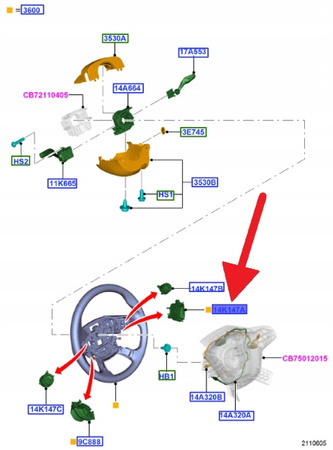 PRZYCISK KIEROWNICY FORD C-MAX FOCUS 2011- OE 1779152 _ BM5T-14K147-AB