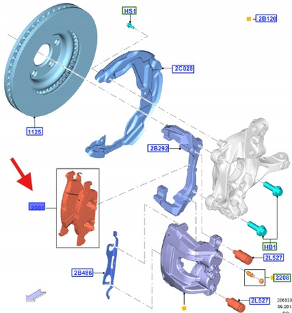 KLOCKI HAMULCOWE PRZÓD FORD EDGE 2018- 2021 6068532 _ F2GC-2001-CF