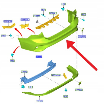 ZDERZAK TYŁ FORD FOCUS SEDAN 2018- OE 2516298 _ JX7B-17H773-EBPRAA