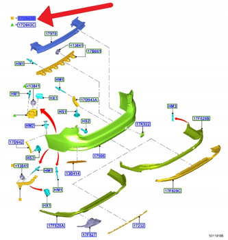 ŚLIZG ZDERZAKA LEWY TYŁ FORD FOCUS KOMBI 2018- OE 2362714 _ JX7B-N17E851-CE
