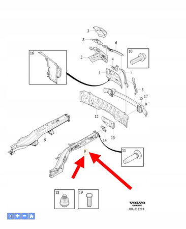 BELKA PODŁUŻNICA LEWY TYŁ VOLVO XC90 2016- OEM/OE 32351422