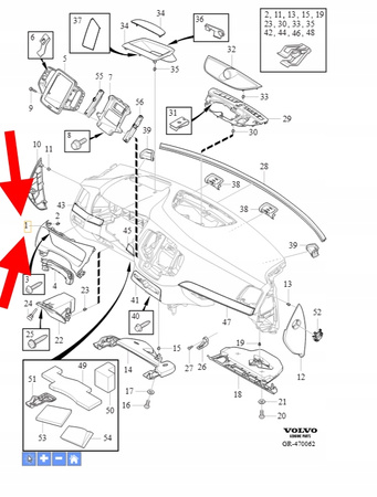 OSŁONA RAMKA LICZNIKA ZEGARÓW VOLVO XC90 2016- OEM/OE 39829148