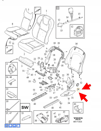 POKRĘTŁO FOTELA PRZÓD VOLVO XC90 2016- XC60 V90 S90 OEM/OE 39841059