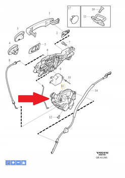 Lewy zamek drzwi przód Volvo V60/S60 OE 31349859