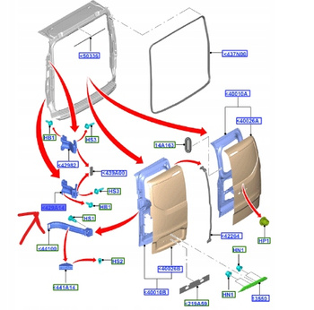 ZAWIAS DRZWI TYLNE ŁADUNKOWE TRANSIT CUSTOM 2012- 1884336 _ BK21-V429A14-AE