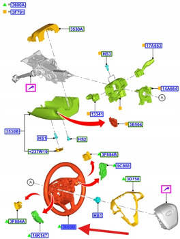 KOŁO KIEROWNICY FORD MONDEO MK5 2014- 1903638 _ DS73-3F830-NF3ZHE