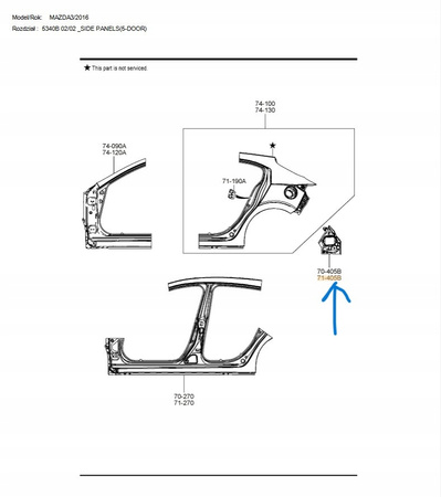 Panel lewy błotnik tył dolny - Mazda 3 BM/BN_B4YC7140X