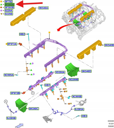 WTRYSKIWACZ PALIWA 5.0 V8 FORD MUSTANG 2017- OE 2123195 _ JR3E-9F593-AB