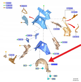 NADKOLE PRAWY TYŁ FORD FOCUS KOMBI 2018- OE 2430838 _ JX7B-N278B50-AD
