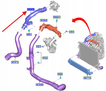 PRZEWÓD INTERCOOLERA FORD KUGA TRANSIT 1.5 TDCi 2556766 _ KV61-6F075-AE