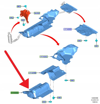OSŁONA TERMICZNA WYDECHU FORD FOCUS 2018- OE 2610113 _ PX6B-11448-AA