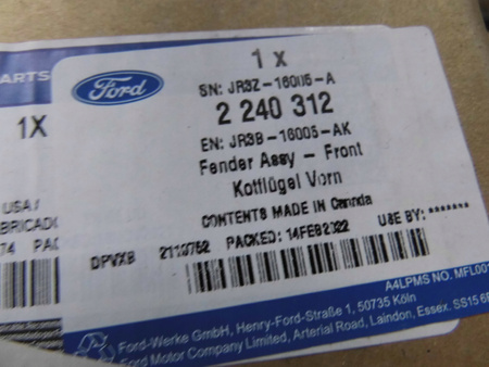 BŁOTNIK PRZEDNI PRAWY FORD MUSTANG Mk6 2017- 2240312 _ JR3B-16005-AK