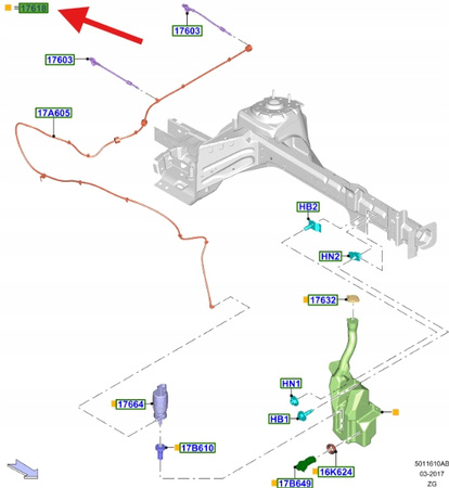 ZBIORNIK SPRYSKIWACZY PRZÓD FORD MUSTANG 2017- 2527212 _ JR3B-17B613-AE