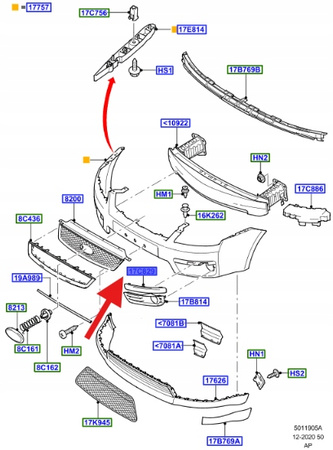 LISTWA ZAŚLEPKA ZDERZAKA LEWY PRZÓD CMAX 2003- OE 1302422 _ 3M51-R17E909-BC