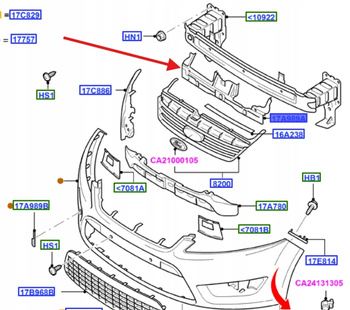 OSŁONA PASA PRZEDNIEGO FORD MONDEO GALAXY 1724993 _ 6M21-17K949-AD