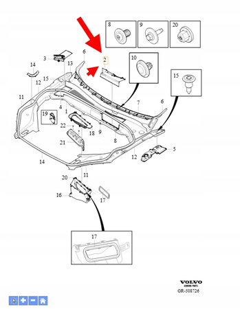 USZCZELKI LEWEGO RELINGU DACHU VOLVO XC90 2016- OEM/OE 31416884