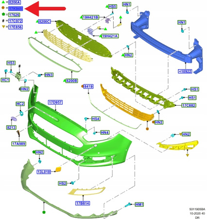 KRATKA DOLNA ZDERZAKA FORD GALAXY 2015- 1889236 _ EM2B-17A754-NB5YZ9