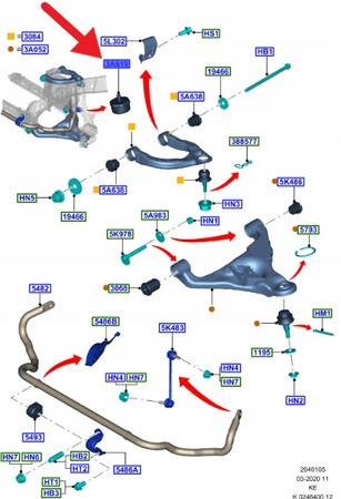 OGRANICZNIK WAHACZA PRZÓD FORD RANGER 2015- OE 1882266 _ EB3C-3A016-AA