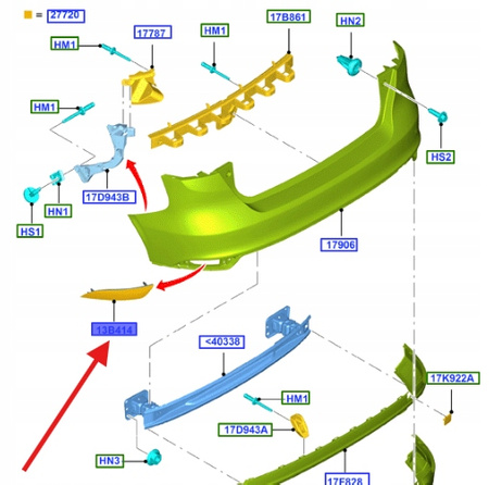 ŚWIATŁO ODBLASK TYLNY PRAWY FORD FOCUS Mk3 2014- 1858301 _ F1EB-13B414-AB