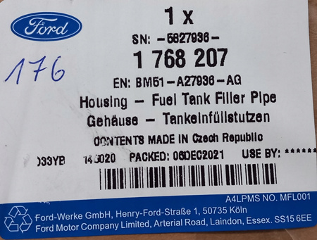 OBUDOWA WLEWU PALIWA FORD FOCUS 2011- 1768207 _ BM51-A27936-AG