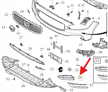 KRATKA ZAŚLEPKA ZDERZAKA PRZÓD LEWA PDC VOLVO S90 V90 2017-2020 OE 31425442