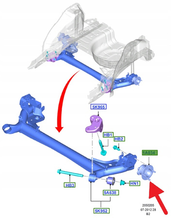 PIASTA KOŁA TYŁ FORD ECOSPORT COURIER BMAX 2012- 2139278 _ ACP1-2C299-C1D