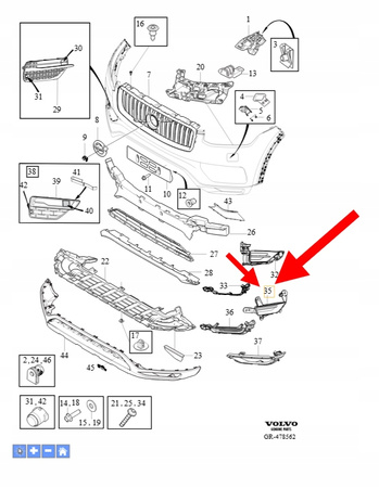 LEWA KRATKA ZDERZAKA PRZÓD VOLVO XC90 2016-2019 OEM/OE 31455309