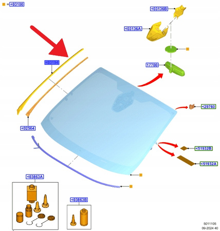 PRAWA LISTWA SZYBY PRZÓD FORD PUMA 2019- OE 2405467 _ L1TB-A03194-AC