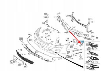 ŚLIZG UCHWYT ZDERZAKA PRAWY PRZÓD MERCEDES S klasa W221 OE A2218800230