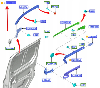 SANKI PRAWE ŚRODKOWE DRZWI TRANSIT CONNECT 2013- 2227057 _ DT11-V25004-BJ