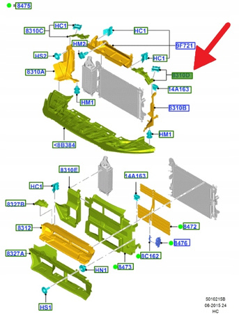 WLOT POWIETRZA CHŁODNICY LEWY PRZÓD CONNECT 2013- OE 1829940 _ DT11-8339-AB